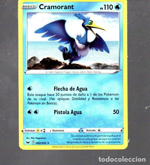 Trading Cards: CROMO DE POK&Eacute;MON B&Aacute;SICO CRAMORANT N&ordm; 845 DEL A&Ntilde;O 2020