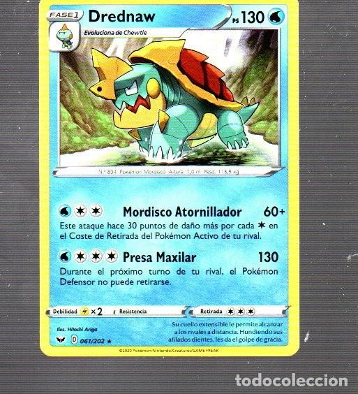 Trading Cards: CROMO DE POK&Eacute;MON FASE 1 DREDNAW N&ordm; 834 DEL A&Ntilde;O 2020