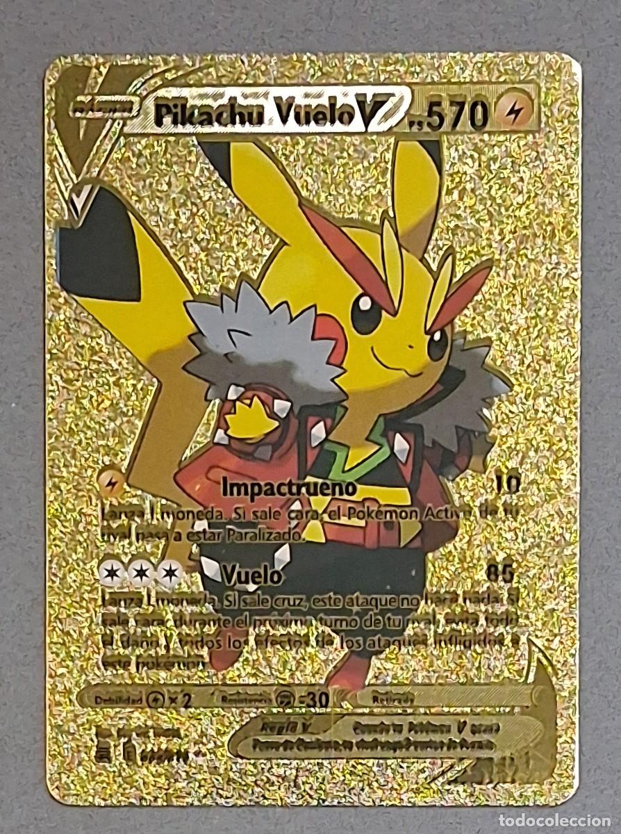 Trading Cards: Pikachu Vuelo V. 570 Pok&eacute;mon. Carta dorada - oro. De colecci&oacute;n. Excelente estado