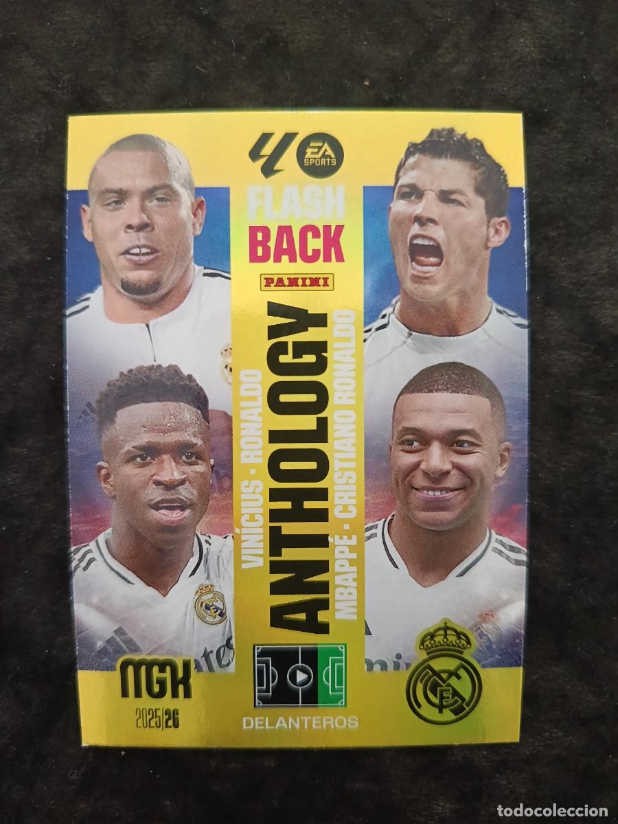 Trading Cards: MGK 2025/26. #440. FLASH BACK ANTHOLOGY. RONALDO - CRISTIANO - VIN&Iacute;CIUS - MBAPP&Eacute;