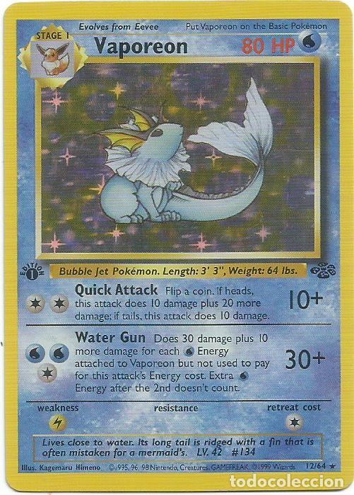 Trading Cards: VAPOREON - POK&Eacute;MON - INGLES - ANTIGUA CARD