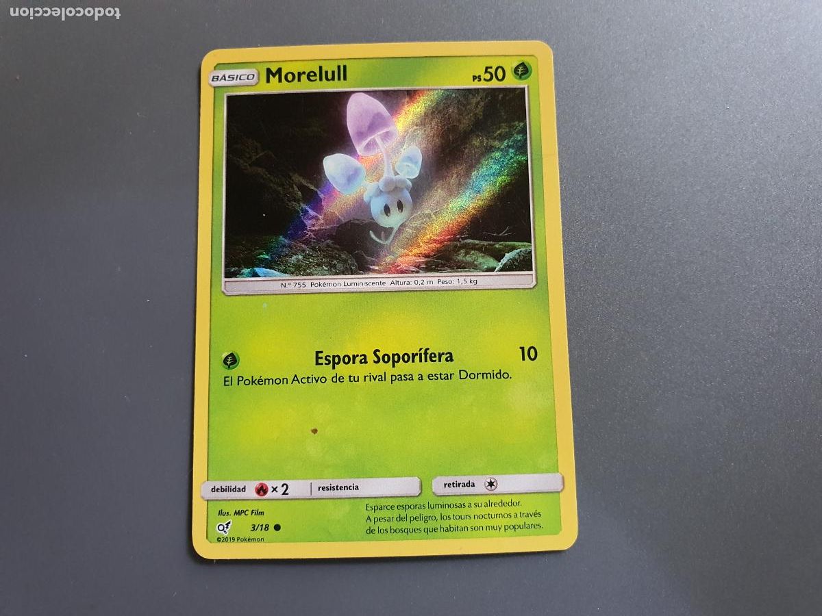 Trading Cards: CARTA POKEMON DETECTIVE PIKACHU 2019 HOLO MORELULL N&ordm; 3