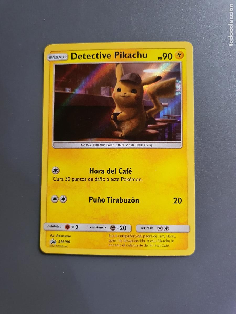 Trading Cards: CARTA PROMO PROMOCIONAL POKEMON DETECTIVE PIKACHU 2019 HOLO PIKACHU SM190 ESPA&Ntilde;OL DIFICIL RARA