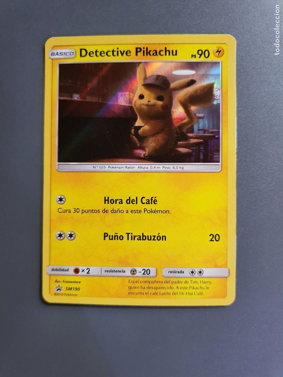 Trading Cards: CARTA PROMO PROMOCIONAL POKEMON DETECTIVE PIKACHU 2019 HOLO PIKACHU SM190 ESPA&Ntilde;OL DIFICIL RARA