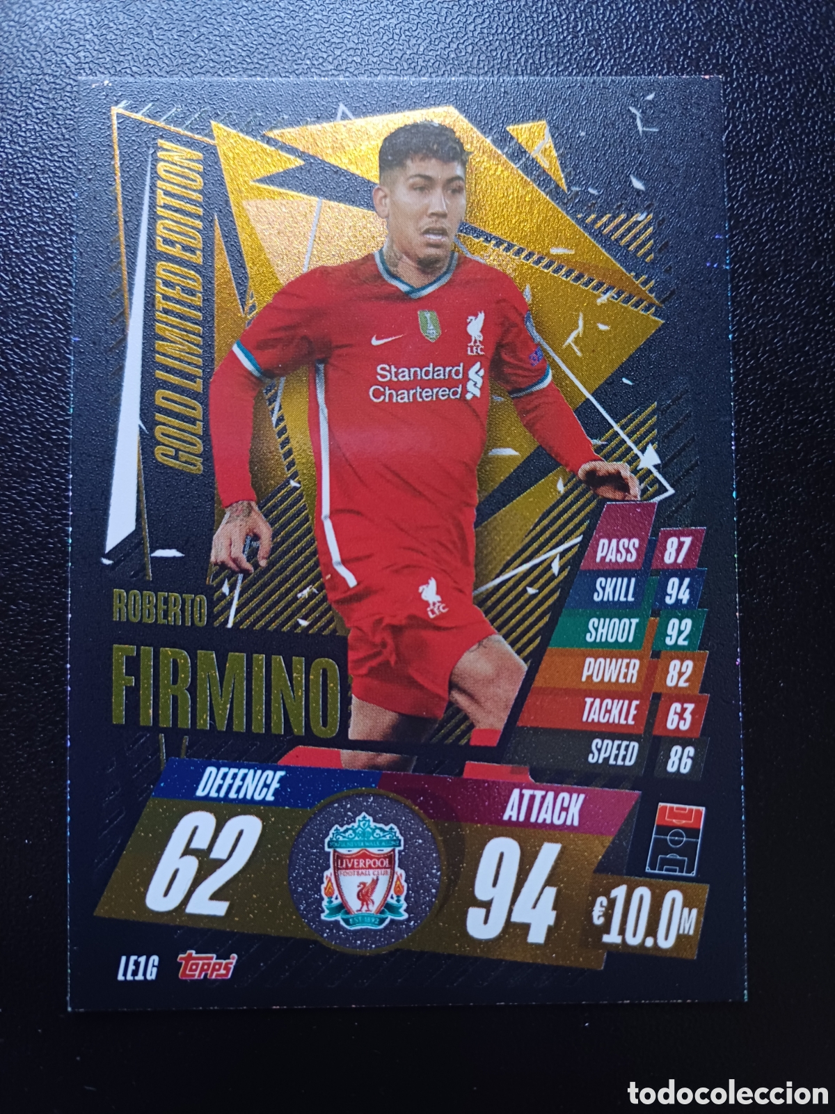 Figurine Collezionabili: #LE1G ROBERTO FIRMINO LIVERPOOL FC GOLD LIMITED EDITION TOPPS MATCH ATTAX 2020/21