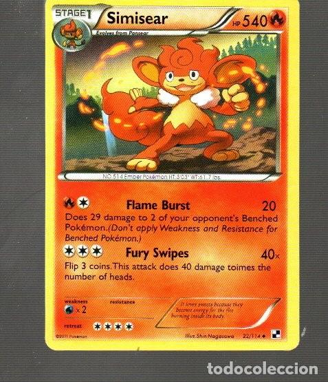 Trading Cards: CROMO DE POK&Eacute;MON FASE 1 SIMISEAR N&ordm; 514 DEL A&Ntilde;O 2011