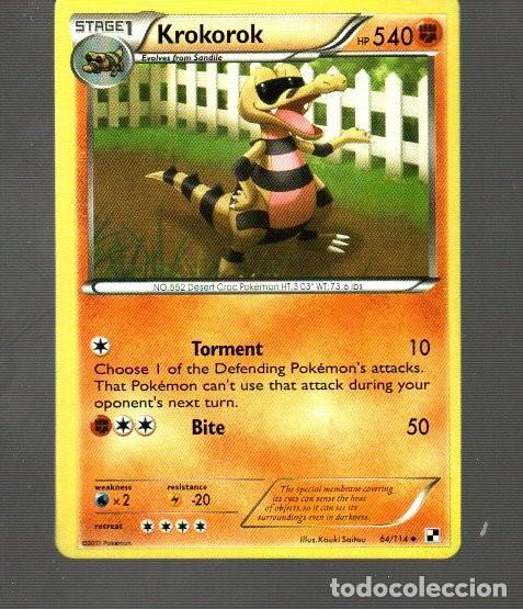 Trading Cards: CROMO DE POK&Eacute;MON FASE 1 KROKOROK N&ordm; 552 DEL A&Ntilde;O 2011