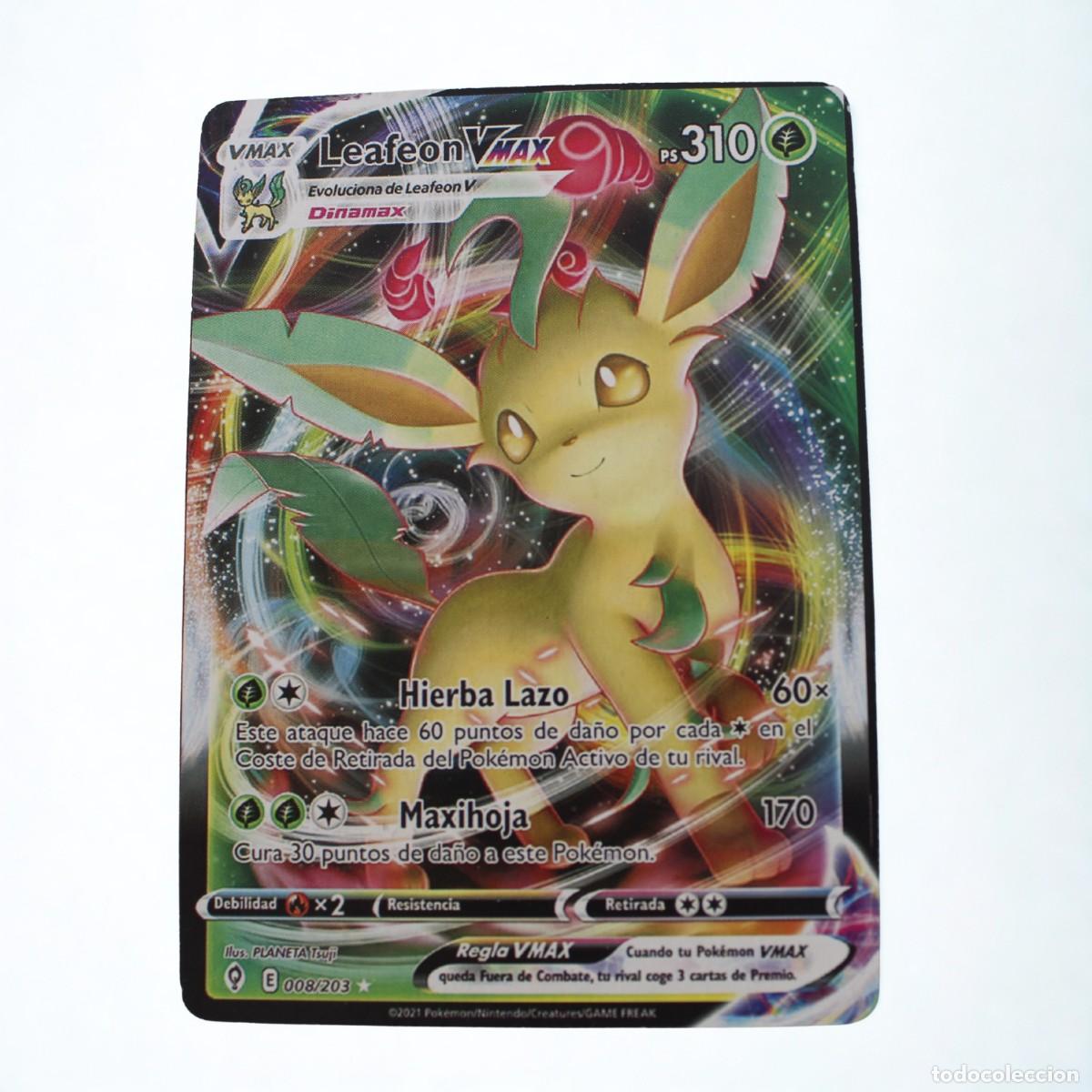Trading Cards: Carta Pokemon Leafeon VMAX 008/203 Espa&ntilde;ol Holo Cielos Evolutivos