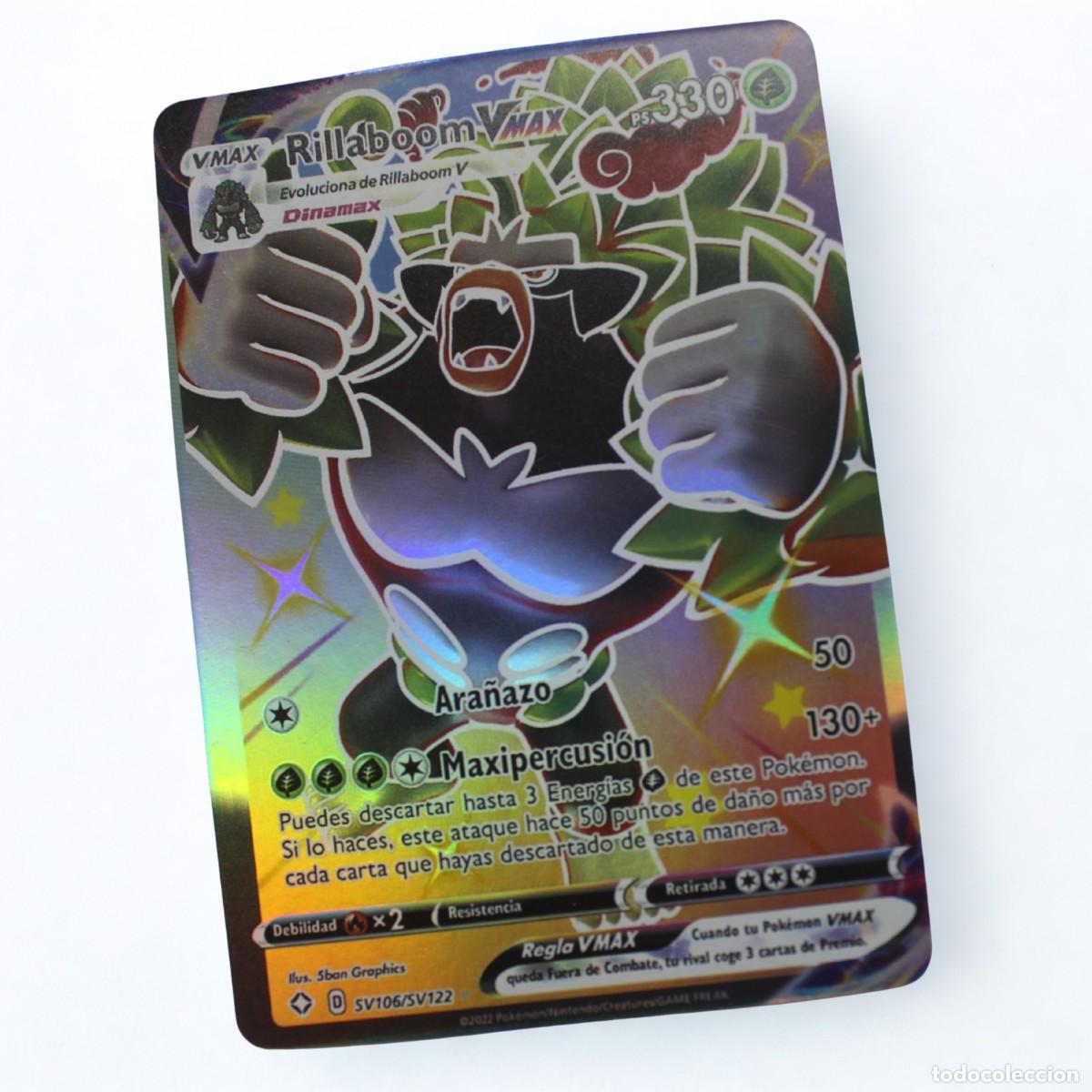 Trading Cards: Carta Pokemon Rillaboom VMAX SV106/SV122 Espa&ntilde;ol Shiny Holo Destinos Brillantes