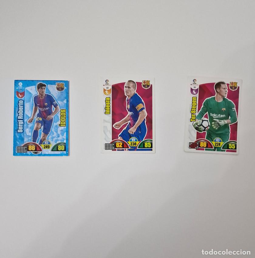 Trading Cards: LOTE DE 3 CROMOS ADRENALYN BAR&Ccedil;A 2017-2018 - SERGI ROBERTO, INIESTA, TER STEGEN