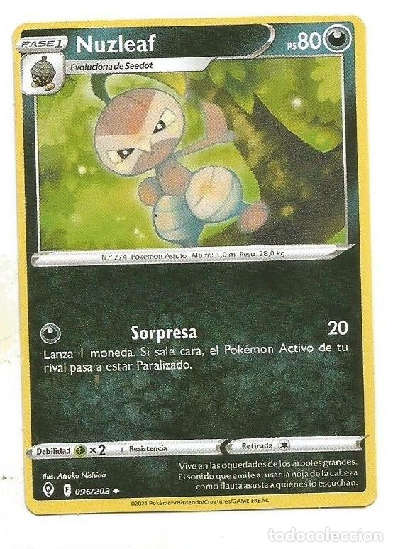 Trading Cards: NUZLEAF - 096 - 2021 - CASTELLANO - BRILLANTE - CARTA POK&Eacute;MON - VER INFORMACI&Oacute;N