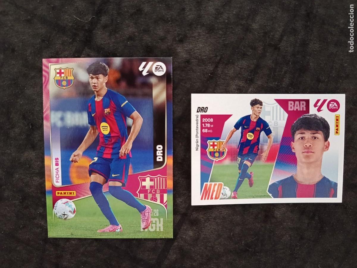 Trading Cards: LOTE CARTA MGK 2025/26. #82 BIS DRO &rdquo;FICHA BIS&rdquo;. FC.BARCELONA + CROMO LIGA ESTE 2025/26 #13 BIS. DRO