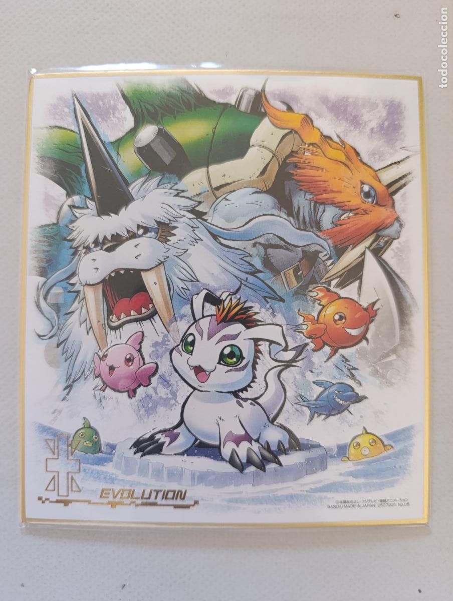 Trading Cards: DIGIMON SHIKISHI ART - EVOLUTION - N&ordm; 5 - GOMAMON, IKKAKUMON Y ZUDOMON - BANDAI JAPAN (N7D1w)
