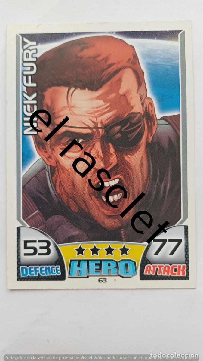Trading Cards: CARTA /CROMO NICK FURY- TOPPS HERO ATTAX de Marvel. NUMERO 63