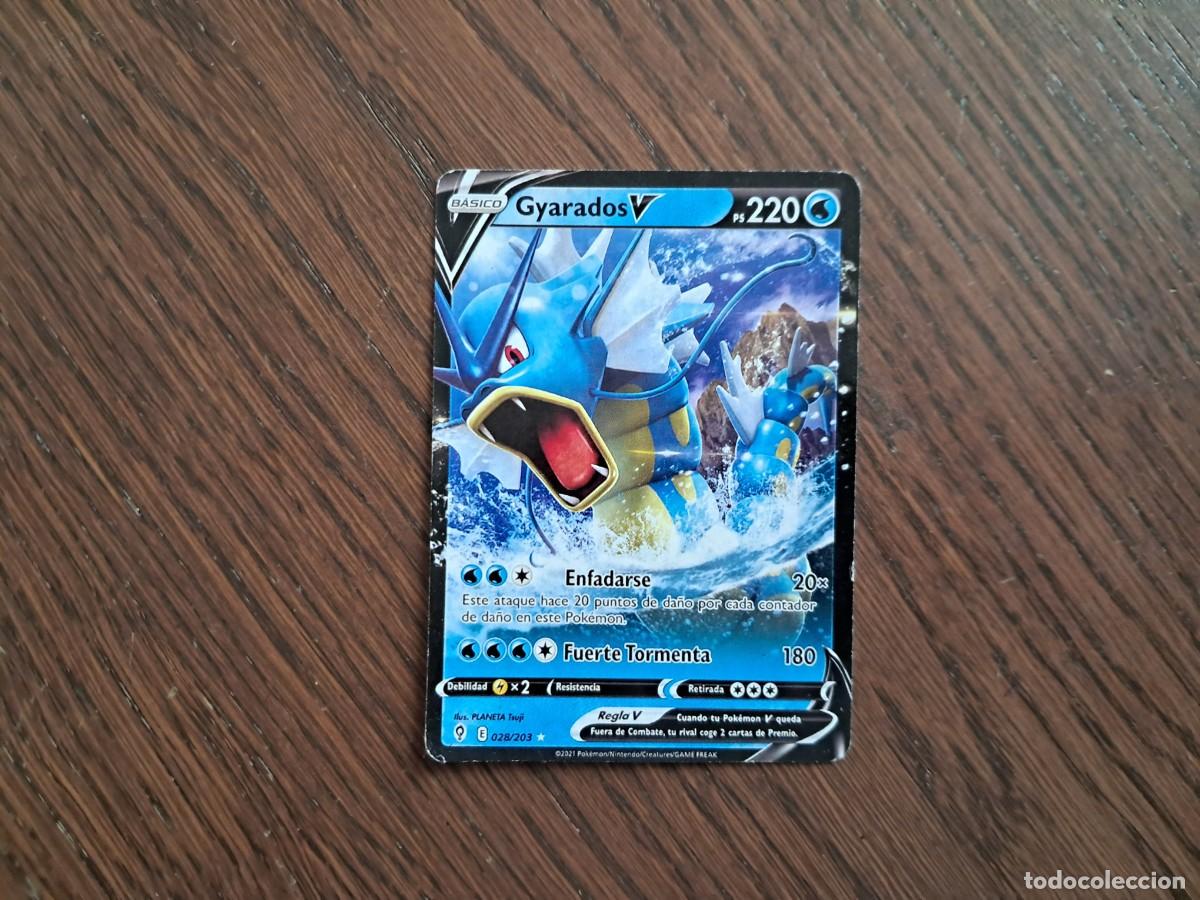 Trading Cards: carta de pokemon, Gyarados V, n&ordm; 028/203, a&ntilde;o 2021. en espa&ntilde;ol.