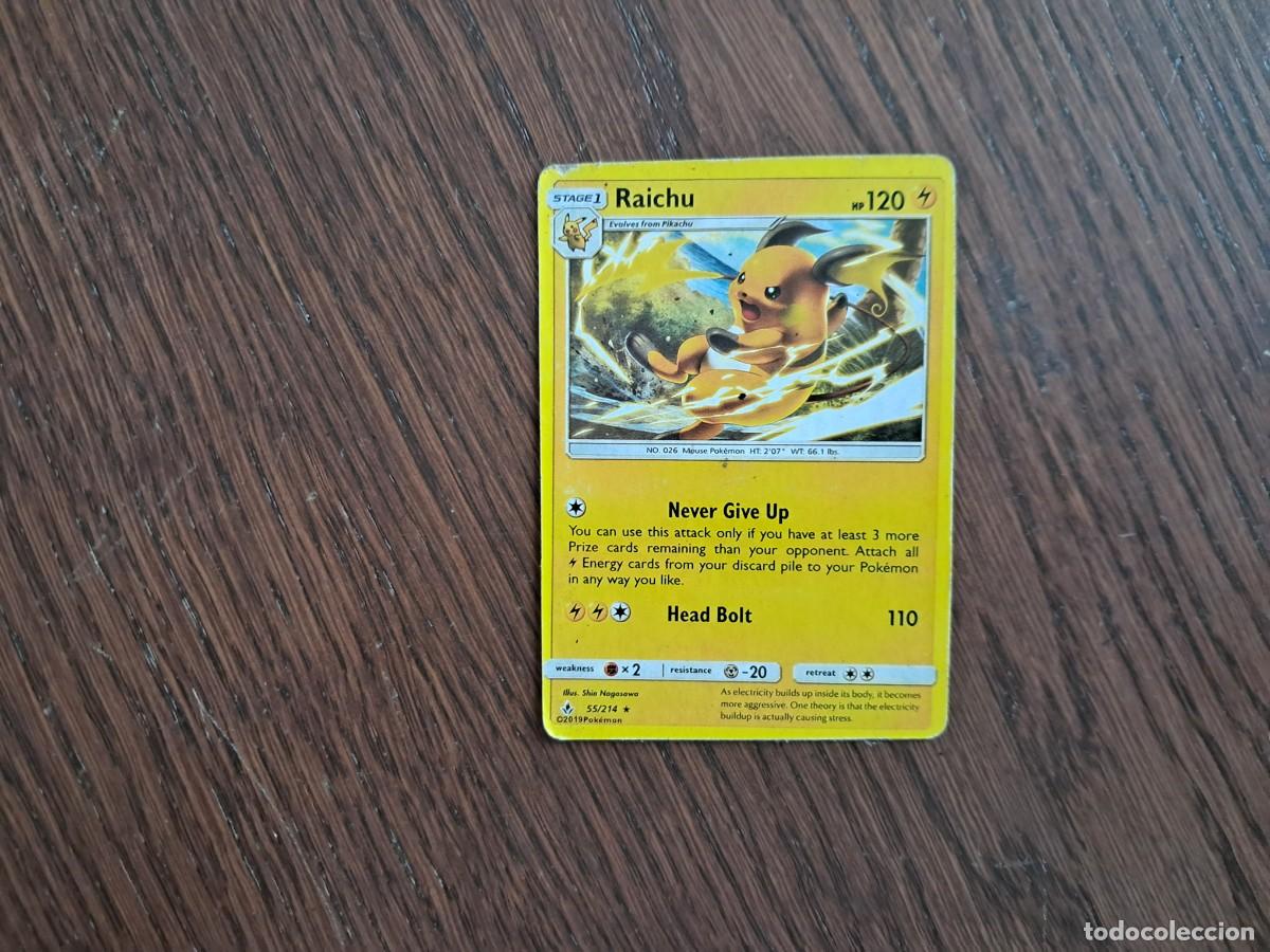 Cartas Colecion&aacute;veis: carta de pokemon, Raichu, 55/214, a&ntilde;o 2019. en ingl&eacute;s.
