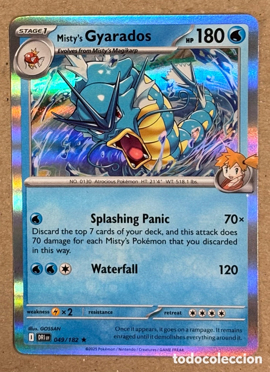 Trading Cards: MISTY&rsquo;S GYARADOS. CARTA POK&Eacute;MON HOLO #049/182. SCARLET & VIOLET: DESTINED RIVALS (DRIen).