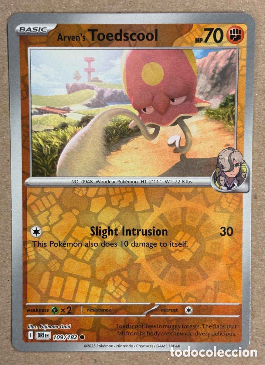 Trading Cards: ARVEN&rsquo;S TOEDSCOOL. CARTA POK&Eacute;MON REVERSE HOLO #109/182. SCARLET & VIOLET: DESTINED RIVALS (DRIen).