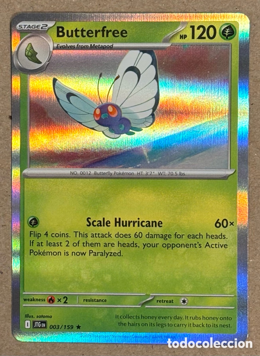 Trading Cards: BUTTERFREE. CARTA POK&Eacute;MON HOLO #003/159. SCARLET & VIOLET: JOURNEY TOGETHER (JTGen).
