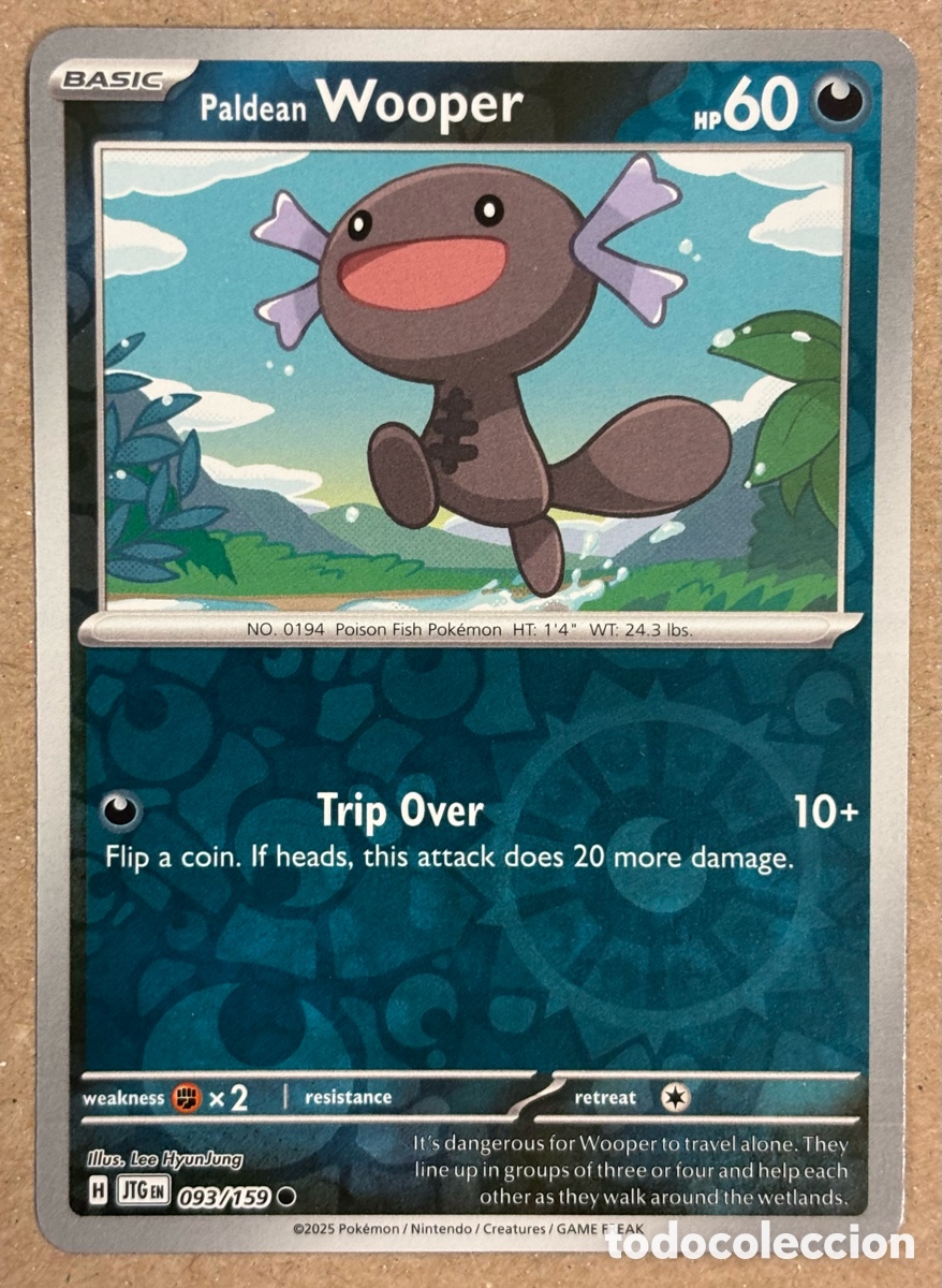 Trading Cards: PALDEAN WOOPER. CARTA POK&Eacute;MON REVERSE HOLO #093/159. SCARLET & VIOLET: JOURNEY TOGETHER (JTGen).