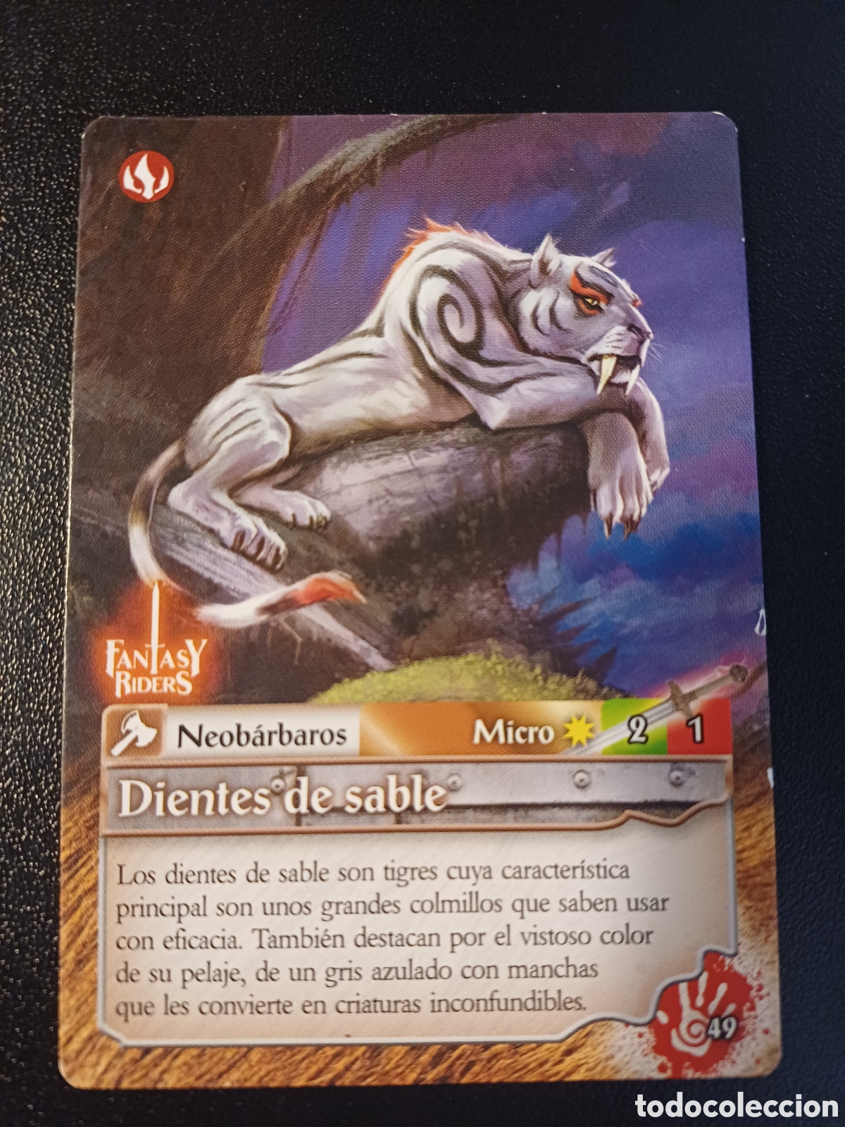 Cartas Colecion&aacute;veis: #049 DIENTES DE SABLE PANINI FANTASY RIDER 2018