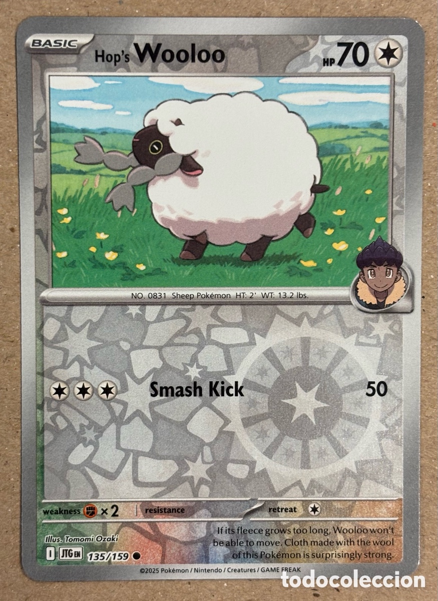 Trading Cards: HOP&rsquo;S WOOLOO. CARTA POK&Eacute;MON REVERSE HOLO #135/159. SCARLET & VIOLET: JOURNEY TOGETHER (JTGen).