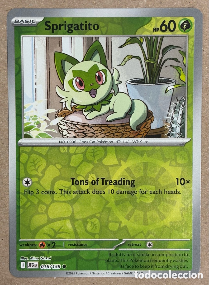 Trading Cards: SPRIGATITO. CARTA POK&Eacute;MON REVERSE HOLO #016/159. SCARLET & VIOLET: JOURNEY TOGETHER (JTGen).