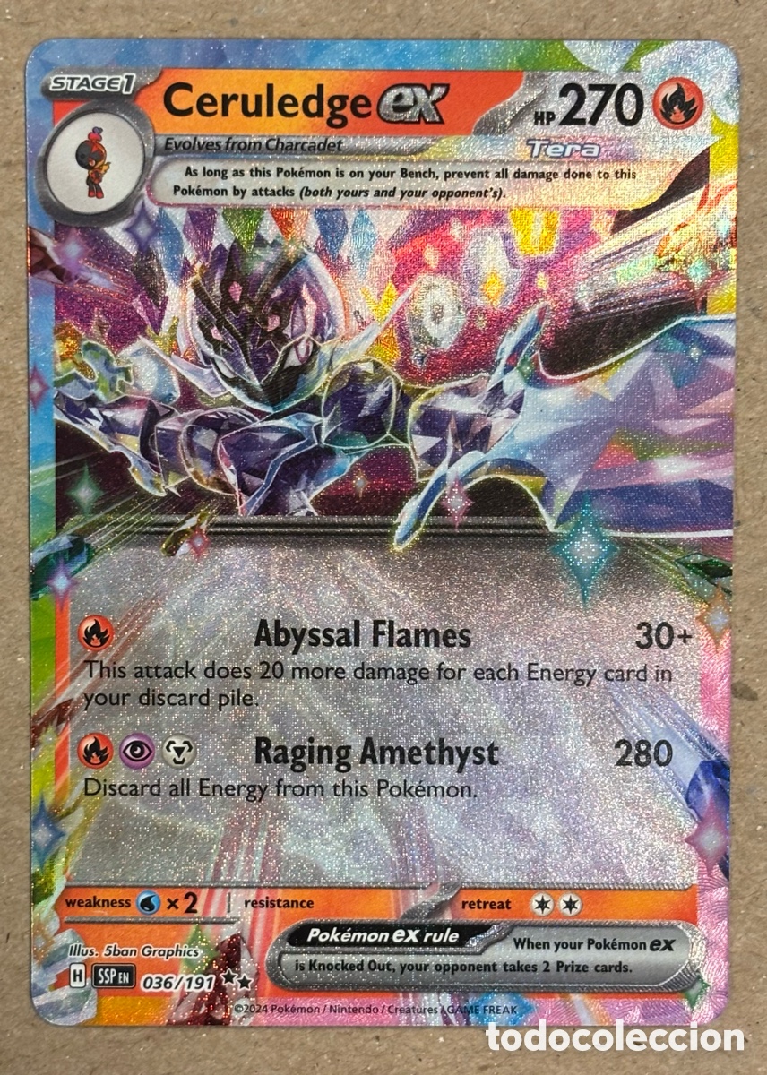 Trading Cards: CERULEDGE EX. CARTA POK&Eacute;MON RR #036/191. SCARLET & VIOLET: SURGING SPARKS (SSPen).