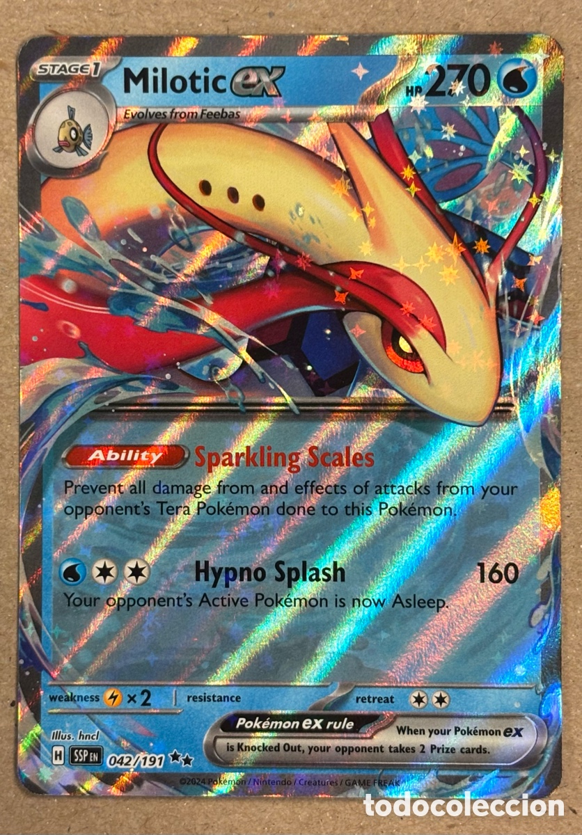 Trading Cards: MILOTIC EX. CARTA POK&Eacute;MON RR #042/191. SCARLET & VIOLET: SURGING SPARKS (SSPen).