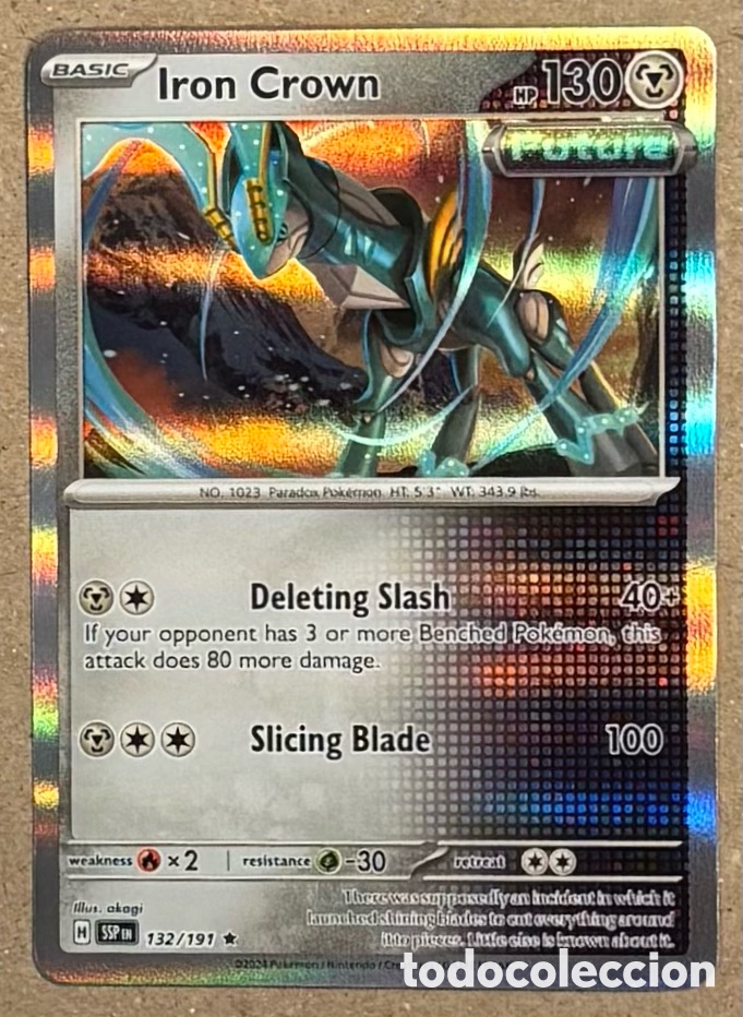 Trading Cards: IRON CROWN. CARTA POK&Eacute;MON HOLO #132/191. SCARLET & VIOLET: SURGING SPARKS (SSPen).