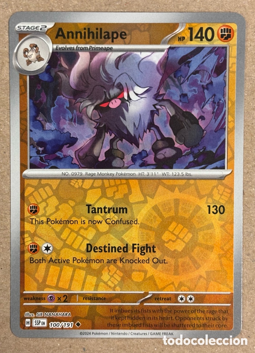 Trading Cards: ANNIHILAPE. CARTA POK&Eacute;MON REVERSE HOLO #100/191. SCARLET & VIOLET: SURGING SPARKS (SSPen).