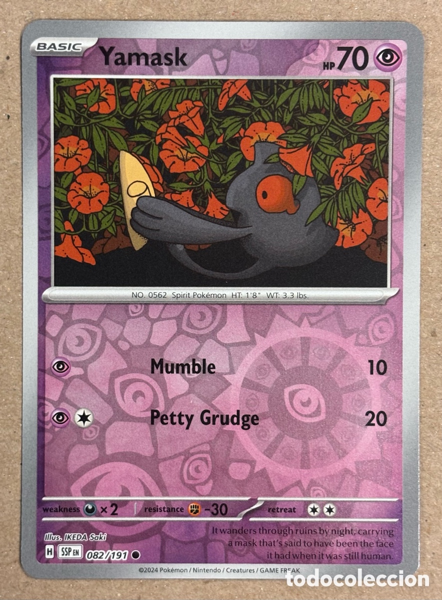 Trading Cards: YAMASK. CARTA POK&Eacute;MON REVERSE HOLO #082/191. SCARLET & VIOLET: SURGING SPARKS (SSPen).