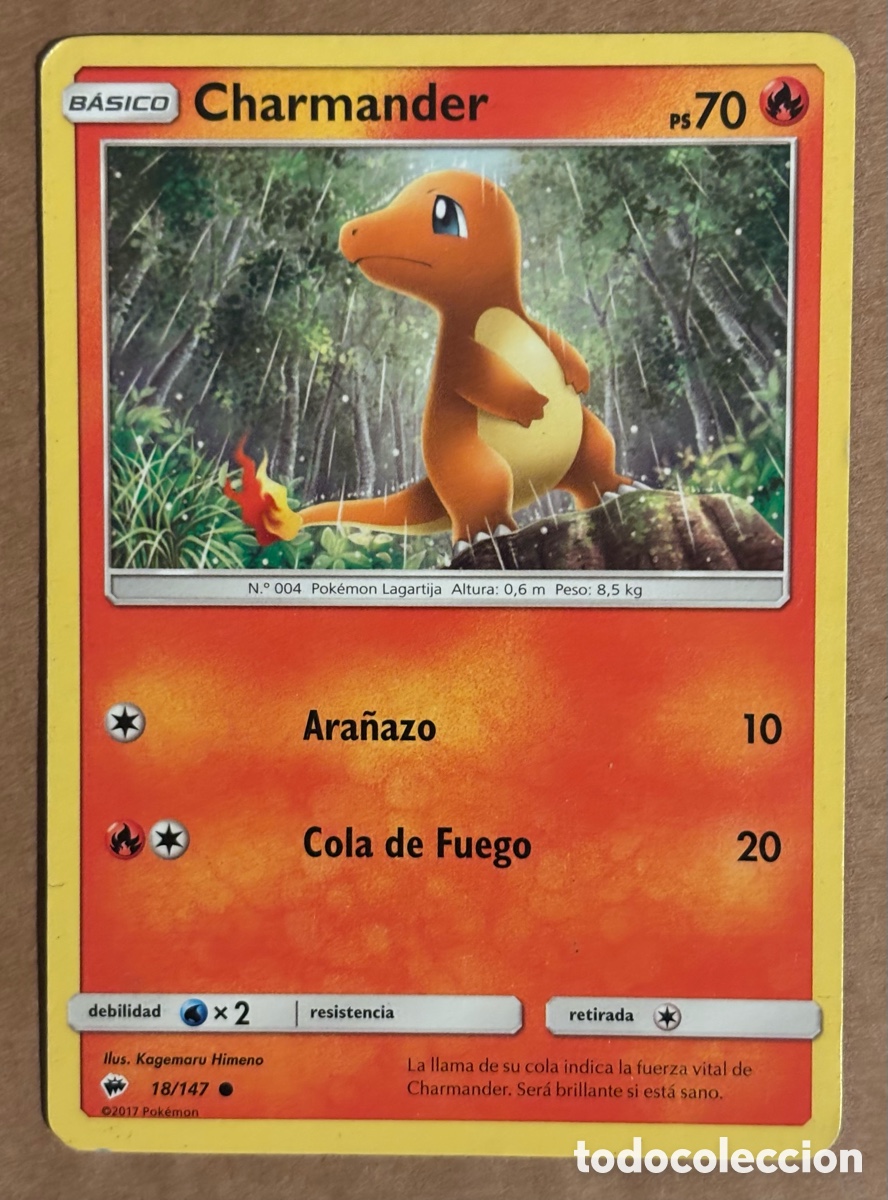 Trading Cards: CHARMANDER. CARTA POK&Eacute;MON #18/147 SOL Y LUNA: SOMBRAS ARDIENTES (2017