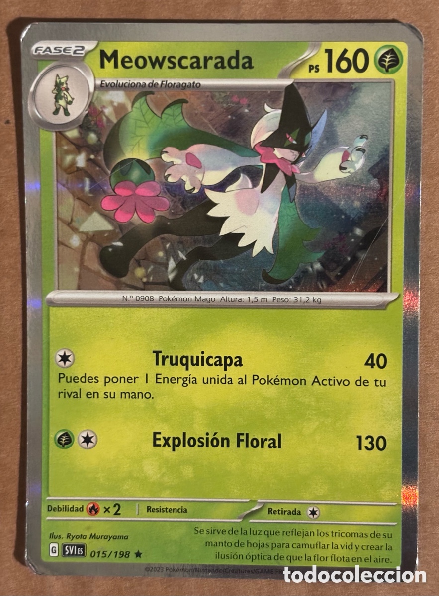 Trading Cards: MEOWSCARADA. CARTA HOLO POK&Eacute;MON #015/198 ESCARLATA Y P&Uacute;RPURA 2023 (SVI).