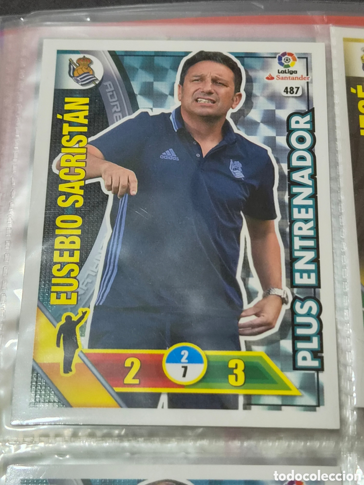 Trading Cards: 487 - EUSEBIO SACRIST&Aacute;N , REAL SOCIEDAD PLUS ENTRENADOR ADRENALYN 2016 2017