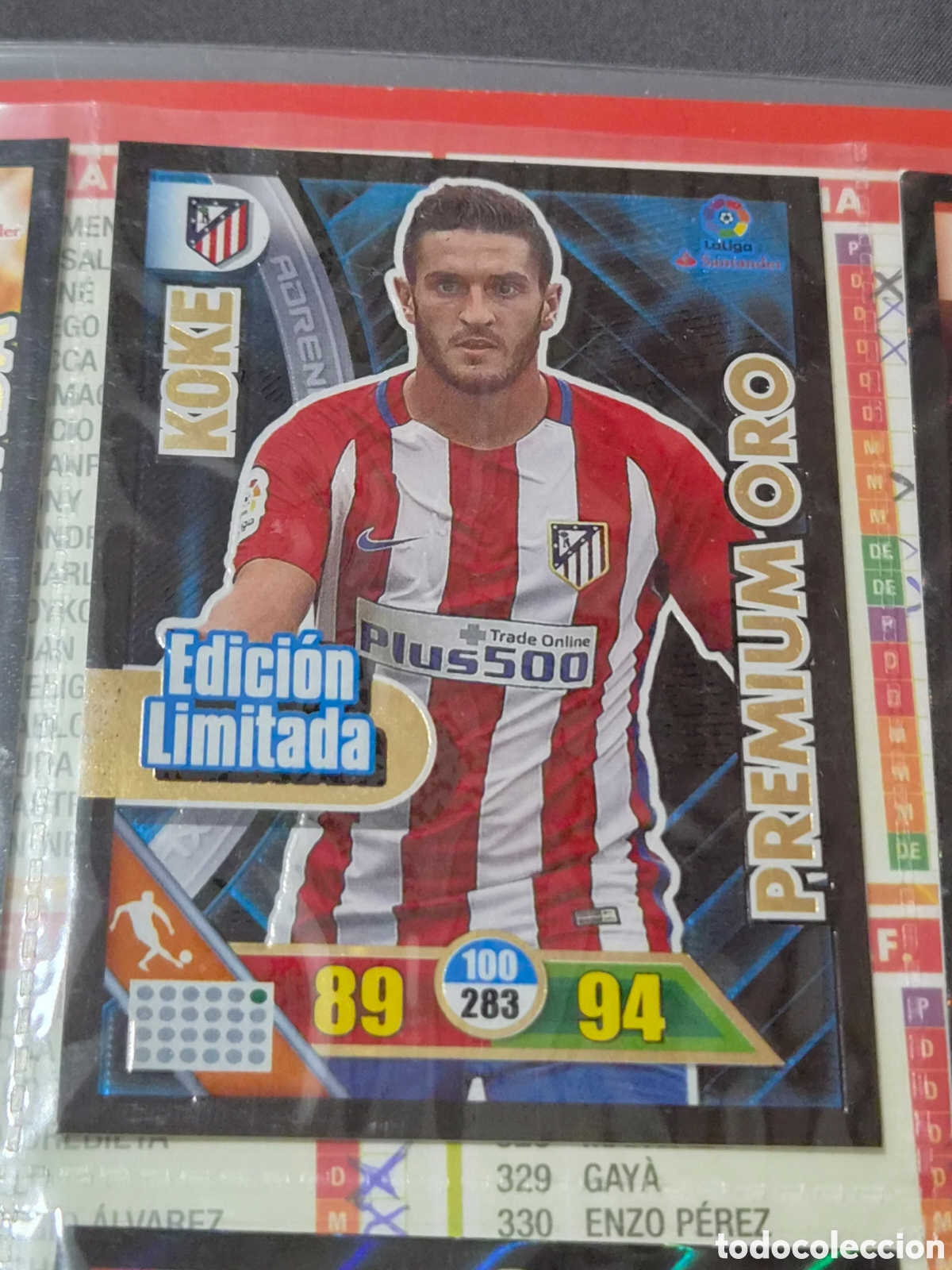 Trading cards: KOKE , AT.MADRID EDICI&Oacute;N LIMITADA PREMIUN ORO ADRENALYN 2016 2017