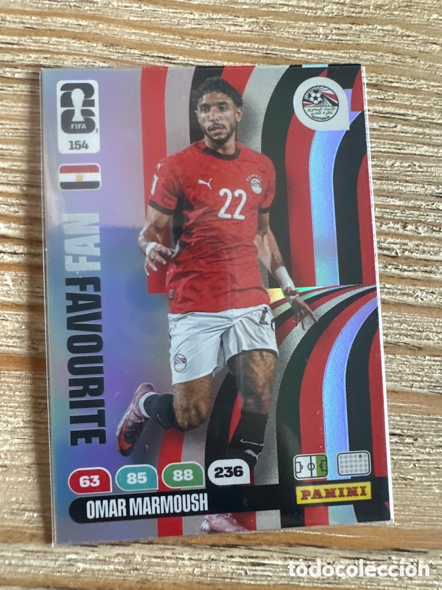 Trading cards: OMAR MARMOUSH EGIPTO FAN FAVOURITE 154 ADRENALYN XL WORLD CUP 2026 USA CAN MEX MUNDIAL 26 PANINI