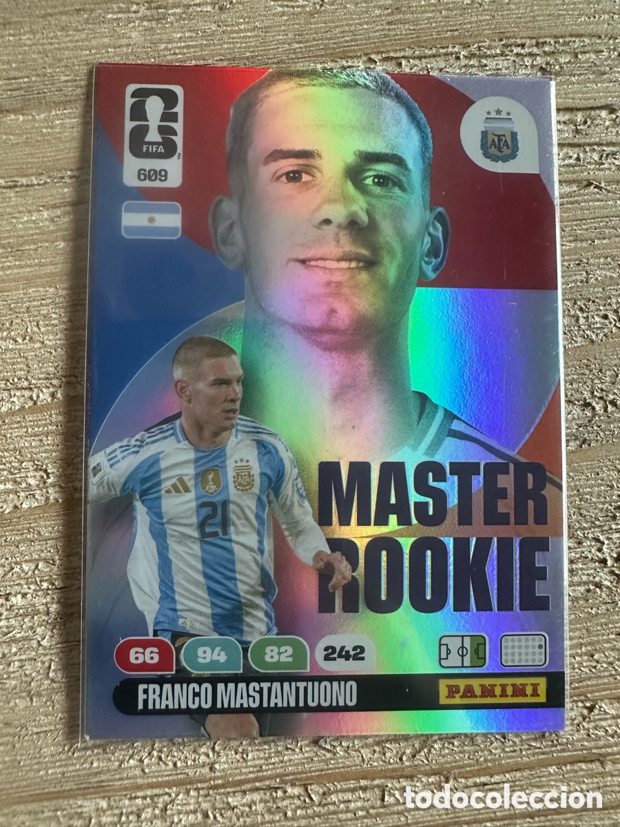 Trading cards: FRANCO MASTANTUONO ARGENTINA MASTER ROOKIE 609 ADRENALYN WORLD CUP 26 USA CAN MEX MUNDIAL 26 PANINI
