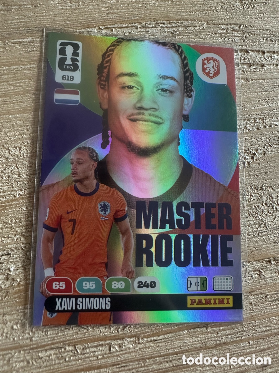 Trading cards: XAVI SIMONS PAISES BAJOS MASTER ROOKIE 619 ADRENALYN WORLD CUP 2026 USA CAN MEX MUNDIAL 26 PANINI