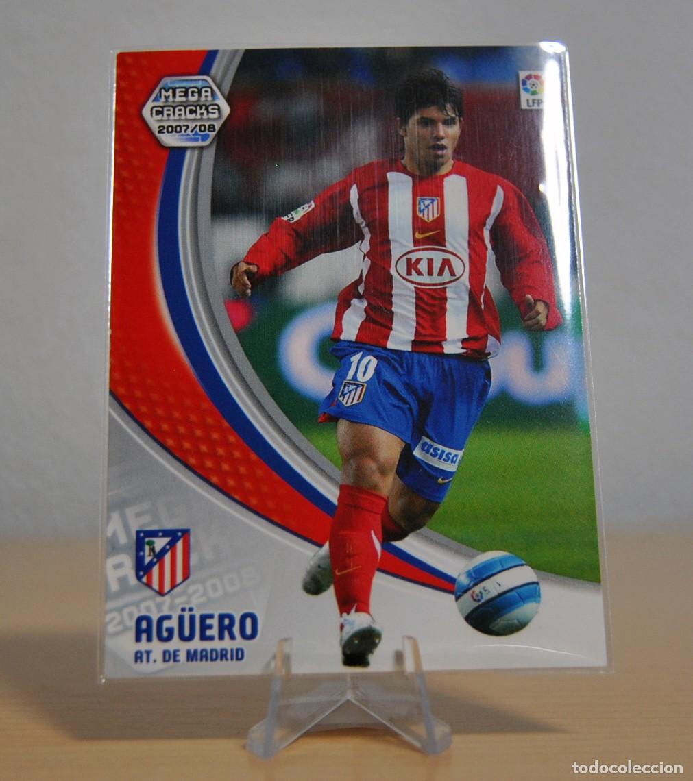 Trading cards: Kun Ag&uuml;ero, n&ordm;52 (Atl&eacute;tico de Madrid). Colecci&oacute;n Cromos MegaCracks 2007-2008. Panini. Estrella.