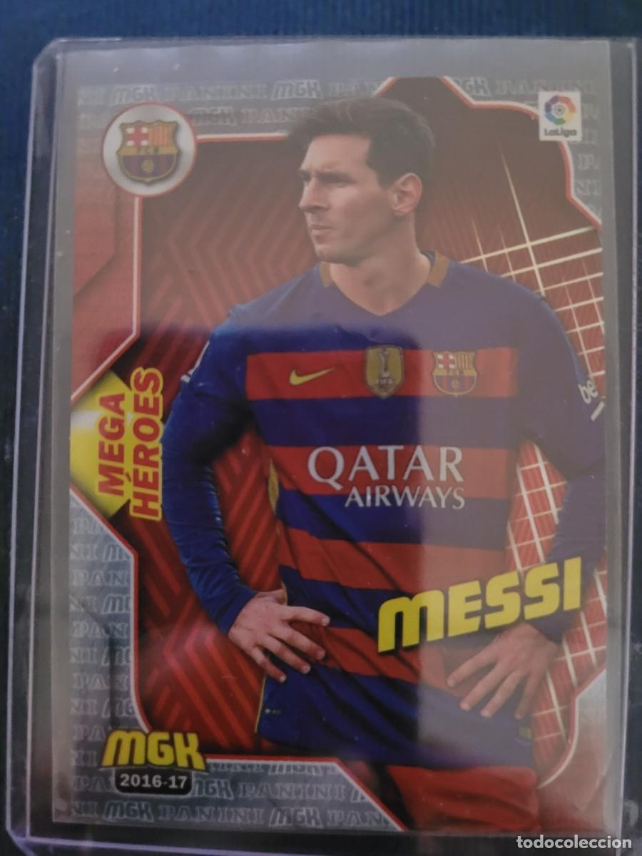 Trading cards: Cromo MESSI 2016-17 N&ordm;107 MEGA HEROES MGK TOTALMENTE NUEVO FUNDA INCLUIDA