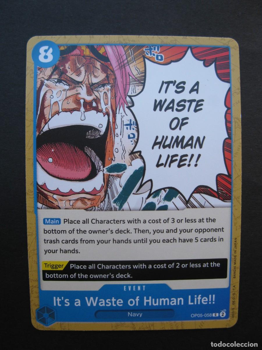 Trading cards: CARTA - ONE PIECE - TRADING CARD - IT'S A WASTE OF HUMAN LIFE!! - EN INGL&Eacute;S - BANDAI.