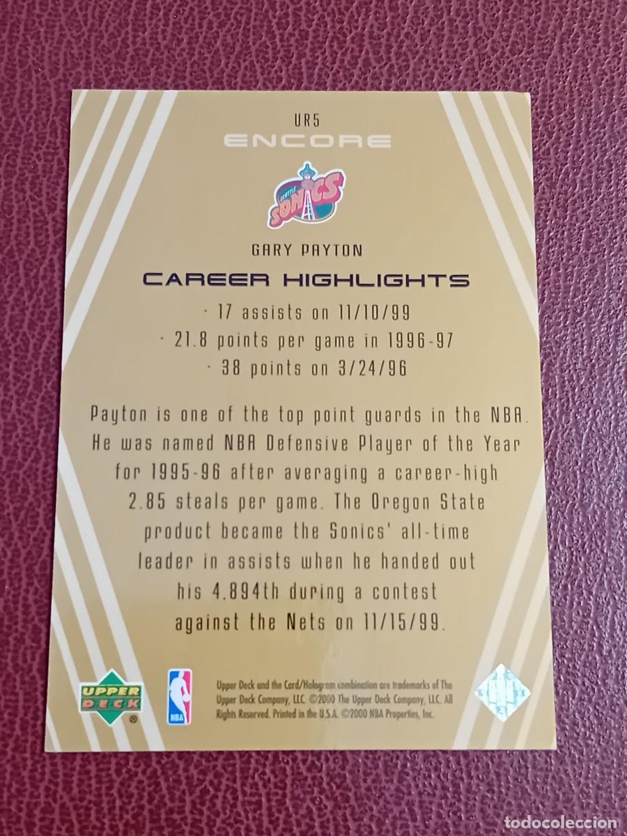 Trading cards: Card UR5 Gary Payton Upper Deck 2000 Encore Realm Insert - Foto 4