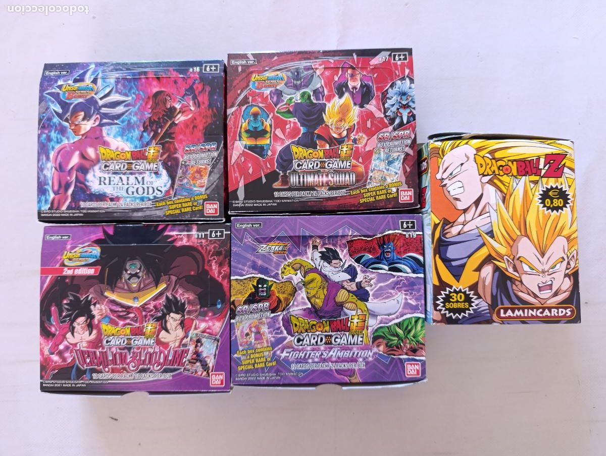 Trading cards: LOTE 5 CAJAS VACIAS DRAGON BALL SUPER CARD GAME Y LAMINCARDS EDIBAS - SIN SOBRES, VACIAS (062)