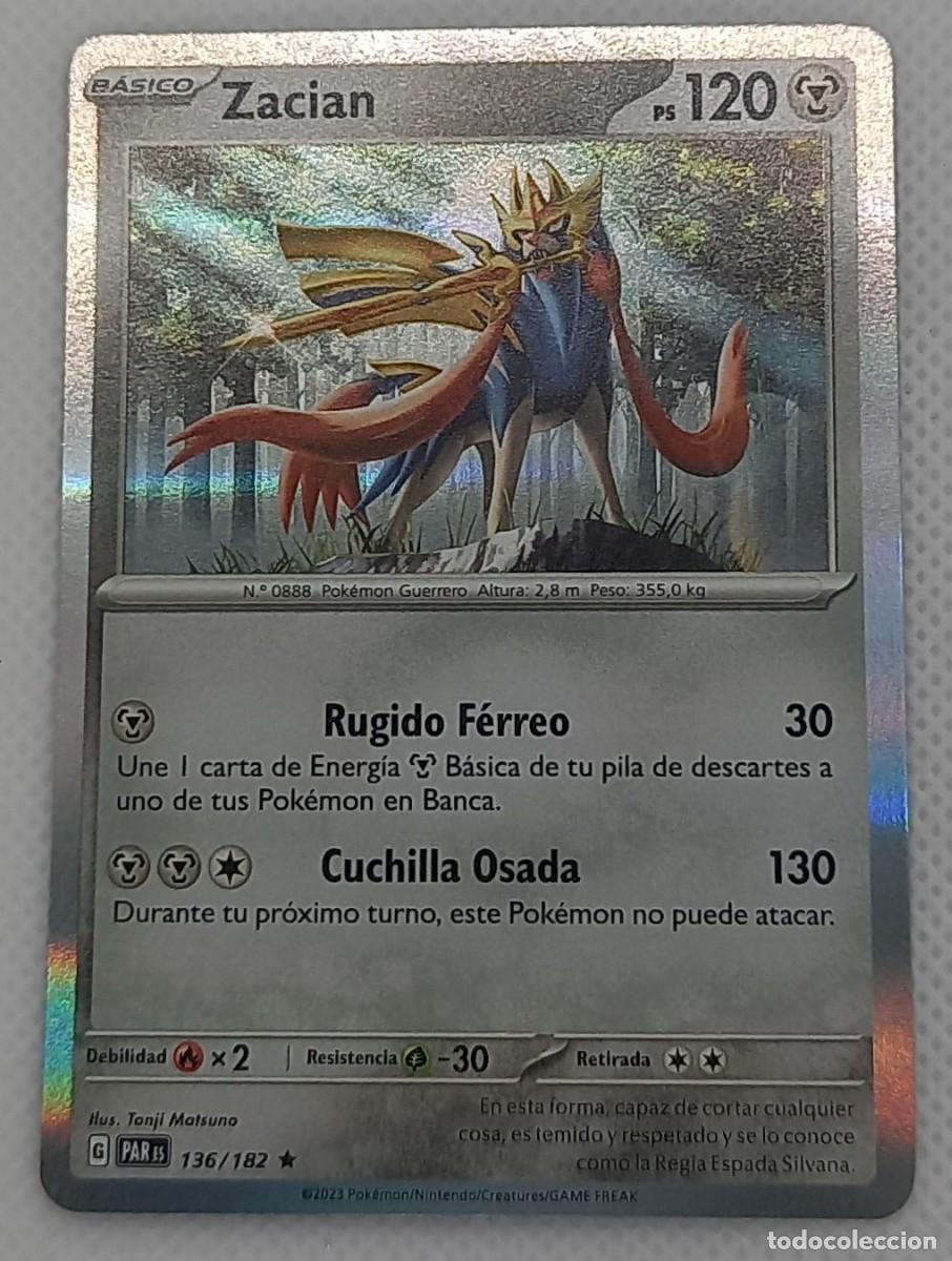 Trading cards: Carta Pok&eacute;mon - Zacian 136/182 Holo Rare - Brecha Parad&oacute;jica - 2023