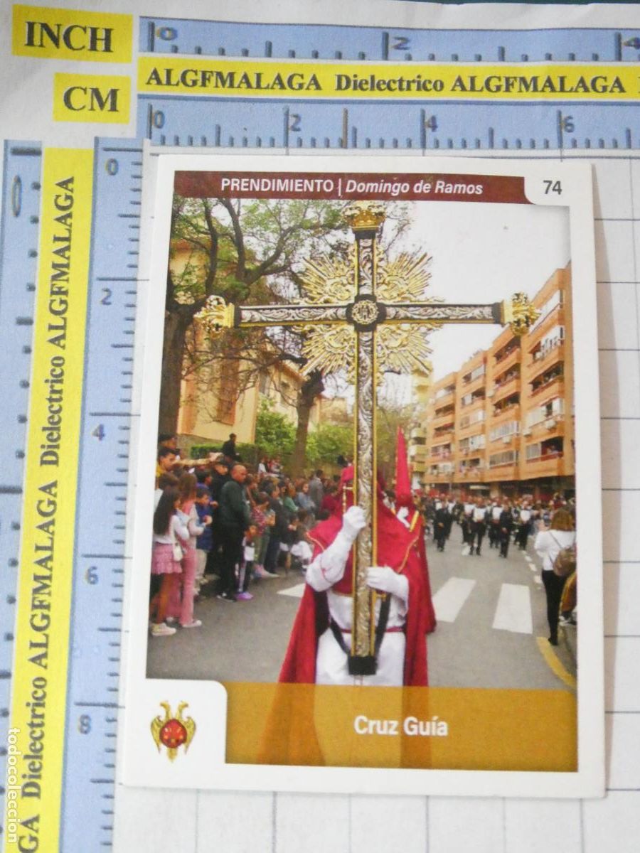 Trading cards: TARJETA TRADING CARD CROMO RELIGIOSO SEMANA SANTA M&Aacute;LAGA. HOLY CARDS. 74 CRUZ GU&Iacute;A PRENDIMIENTO