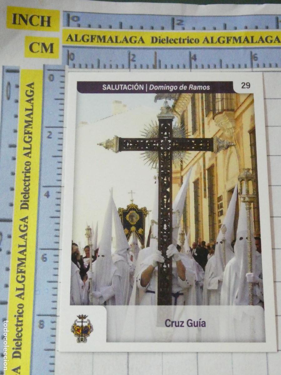 Trading cards: TARJETA TRADING CARD CROMO RELIGIOSO SEMANA SANTA M&Aacute;LAGA. HOLY CARDS. 29 CRUZ GU&Iacute;A SALUTACI&Oacute;N