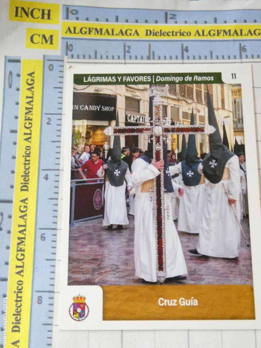 Trading cards: TARJETA TRADING CARD CROMO RELIGIOSO SEMANA SANTA M&Aacute;LAGA. HOLY CARDS. 11 CRUZ GU&Iacute;A L&Aacute;GRIMAS FAVORES