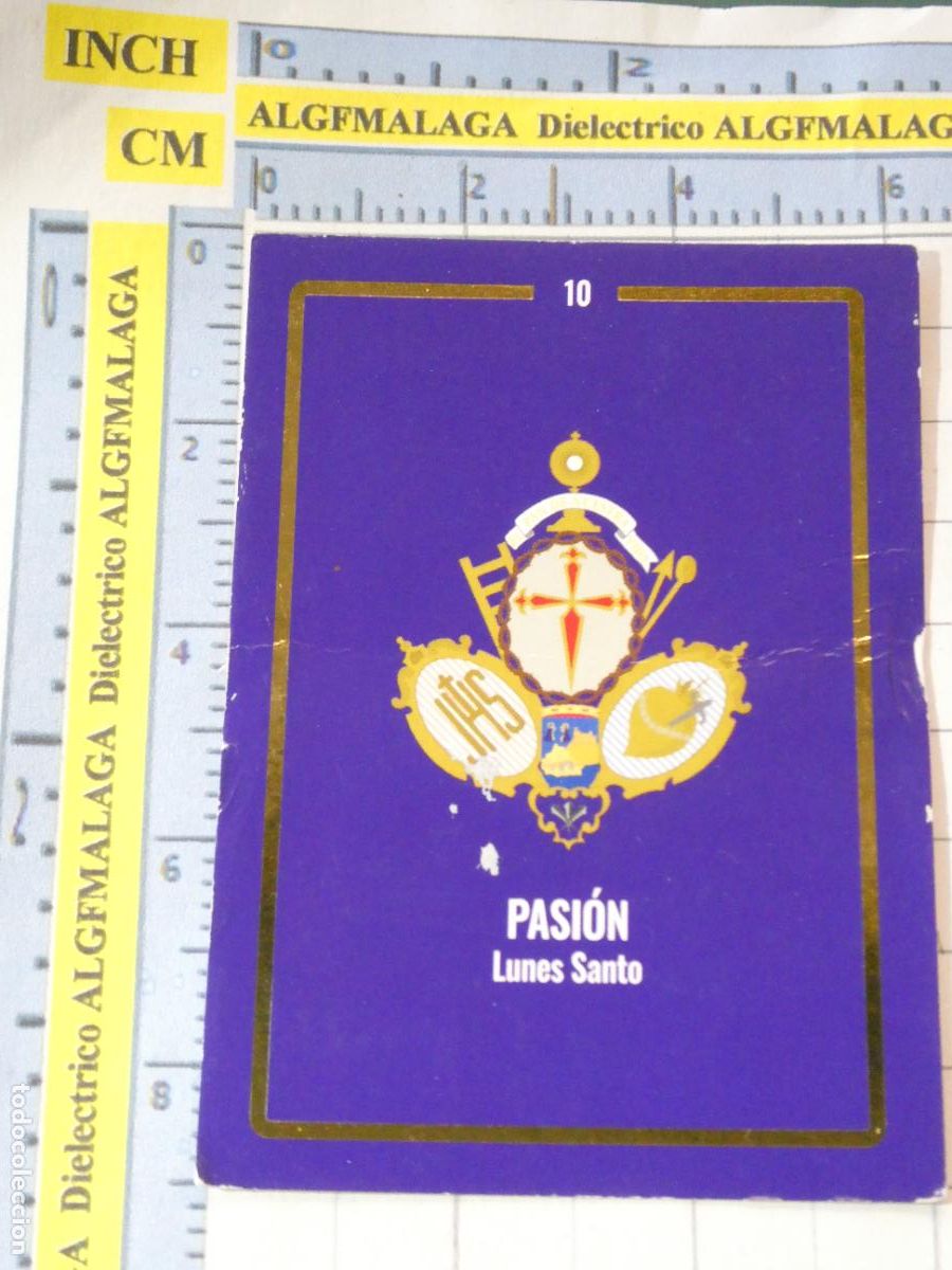 Trading cards: TARJETA TRADING CARD CROMO RELIGIOSO SEMANA SANTA M&Aacute;LAGA. HOLY CARDS. 10 ESCUDO PASI&Oacute;N