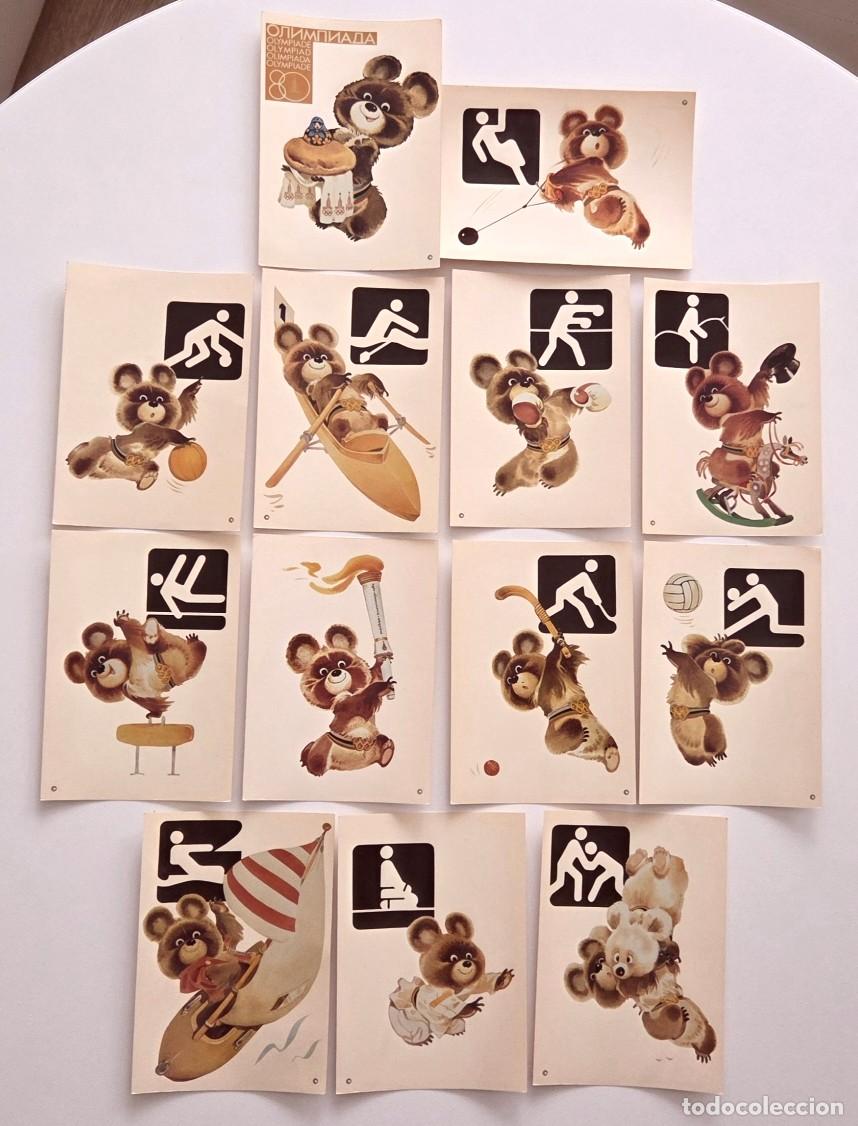 Trading cards: USSR RARE Olympic Games Vintage postcards with Misha, 1980 Moscow Olympic Games